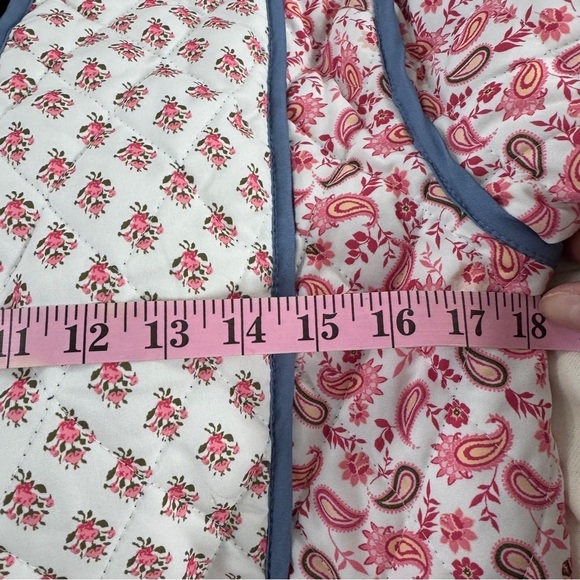Boho Pink, White, Blue Quilted Reversible Jacket with Pockets - Picture 10 of 11